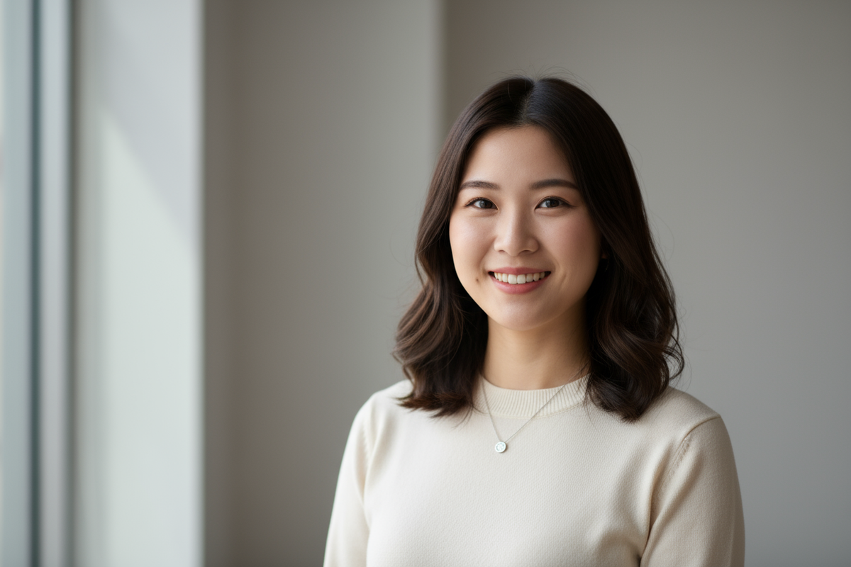 generate a headshot of a asian woman very simple clothes